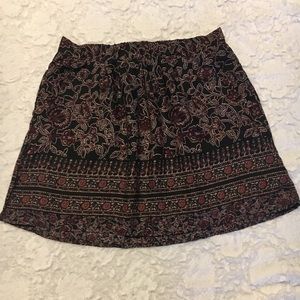 Black and burgundy floral skirt